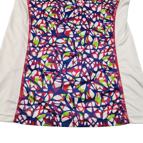 Puma Shirt Womens XS White Multicolor Fitted Workout Gym Yoga Slimming Stretchy - Picture 6 of 12